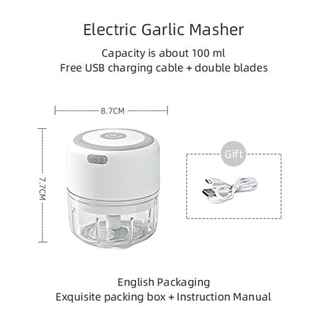 

100/250mL Mini Electric Garlic Chopper USB Charging Ginger Meat Chop Chili Chop Press Machine Kitchen Tools
