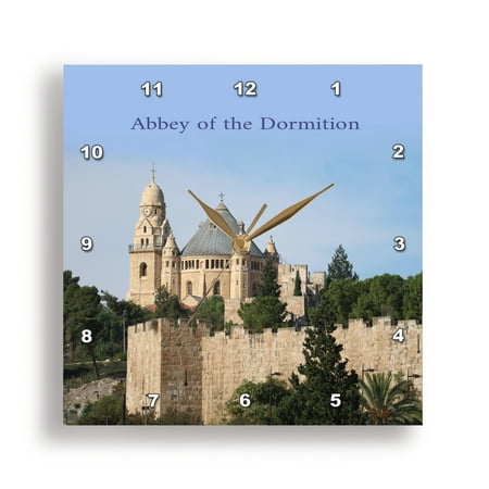 3dRose, Abbey of the Dormition Jerusalem Israel, 15x15 Wall Clock