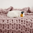 thumbnail image 5 of Mooreeke Chunky Knit Blanket 30"x40" Pink Soft Washable Chenille Throw Blanket Cozy 100% Handmade Crochet Blankets with Jumbo Chenille Yarn for Couch Bed Sofa Room Decor, 5 of 5