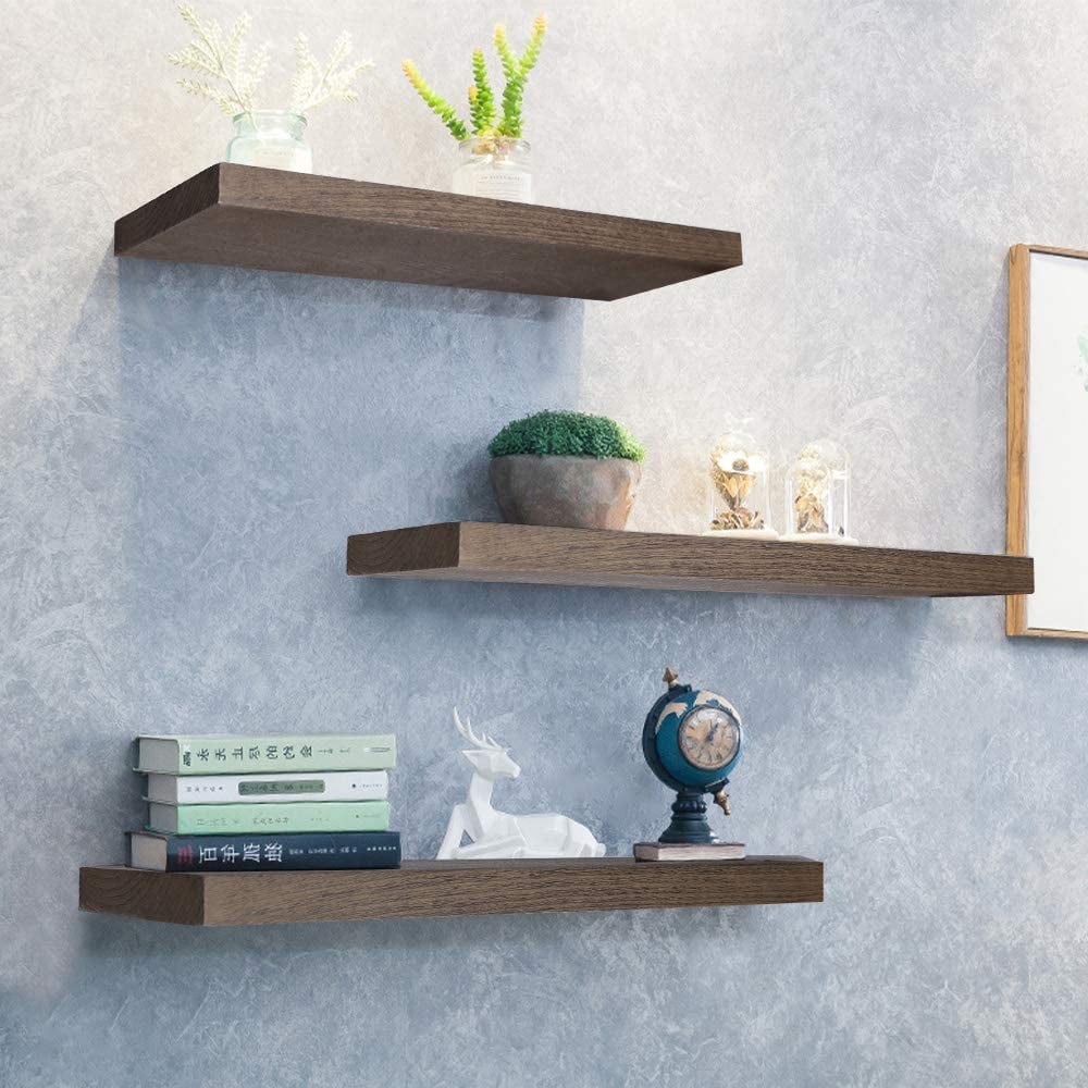 Set Of 3 Wooden Floating Shelves Wall Storage Book Shelf Display Stand Bathroom 