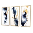thumbnail image 3 of Designart "Suites of Distant Moods Gilded Ink Abstract I" Abstract Painting Framed Wall Art Set Of 3 - Blue Modern Frame Gallery Set For Office Decor, 3 of 6
