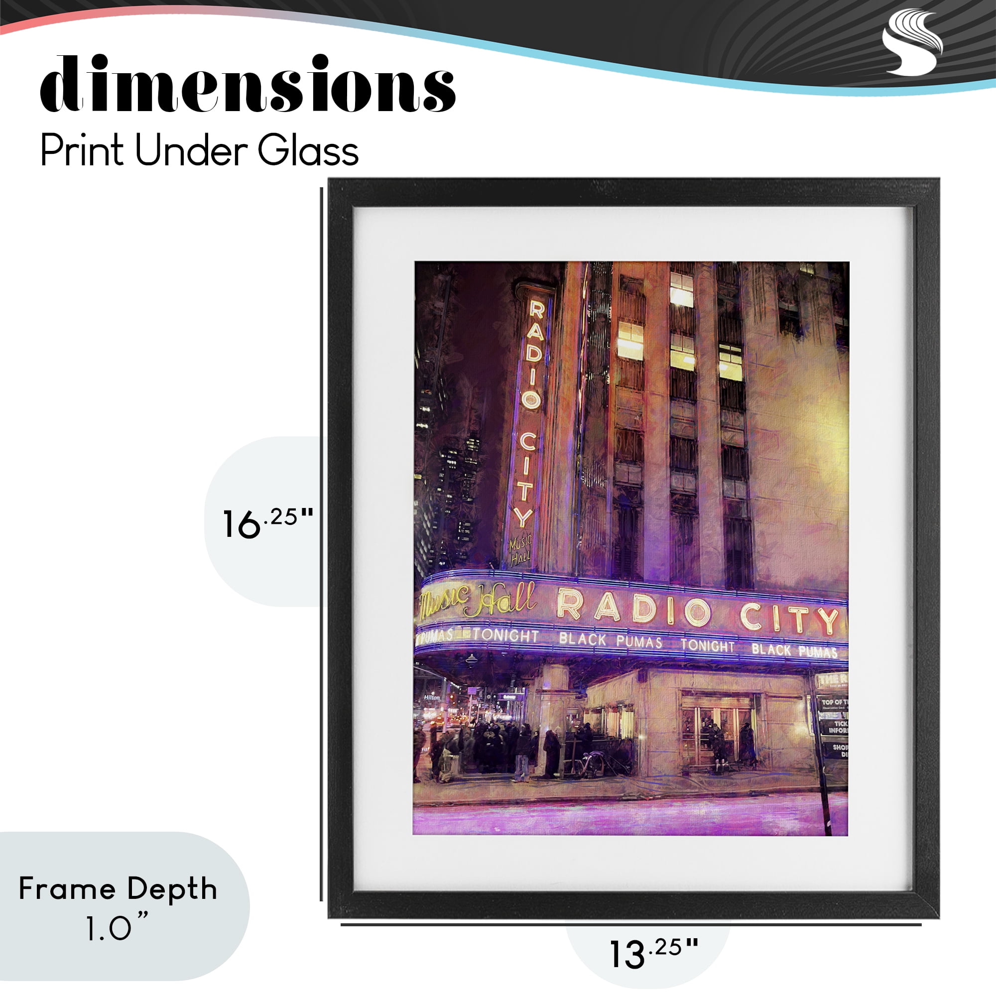 Stupell Industries Radio City Music Hall Black Framed Print Under Glass, design by Grotto Studios
