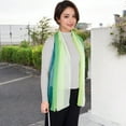 thumbnail image 3 of Women's Lightweight Gradient Chiffon Scarves with Flowing Ruffled Edges in Vibrant Multi-Color Designs-Green, 3 of 7