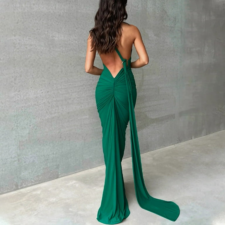 formal dresses with back out Black A Line V Neck Open Back Satin Long Prom Dresses, Black Formal Dr –  abcprom