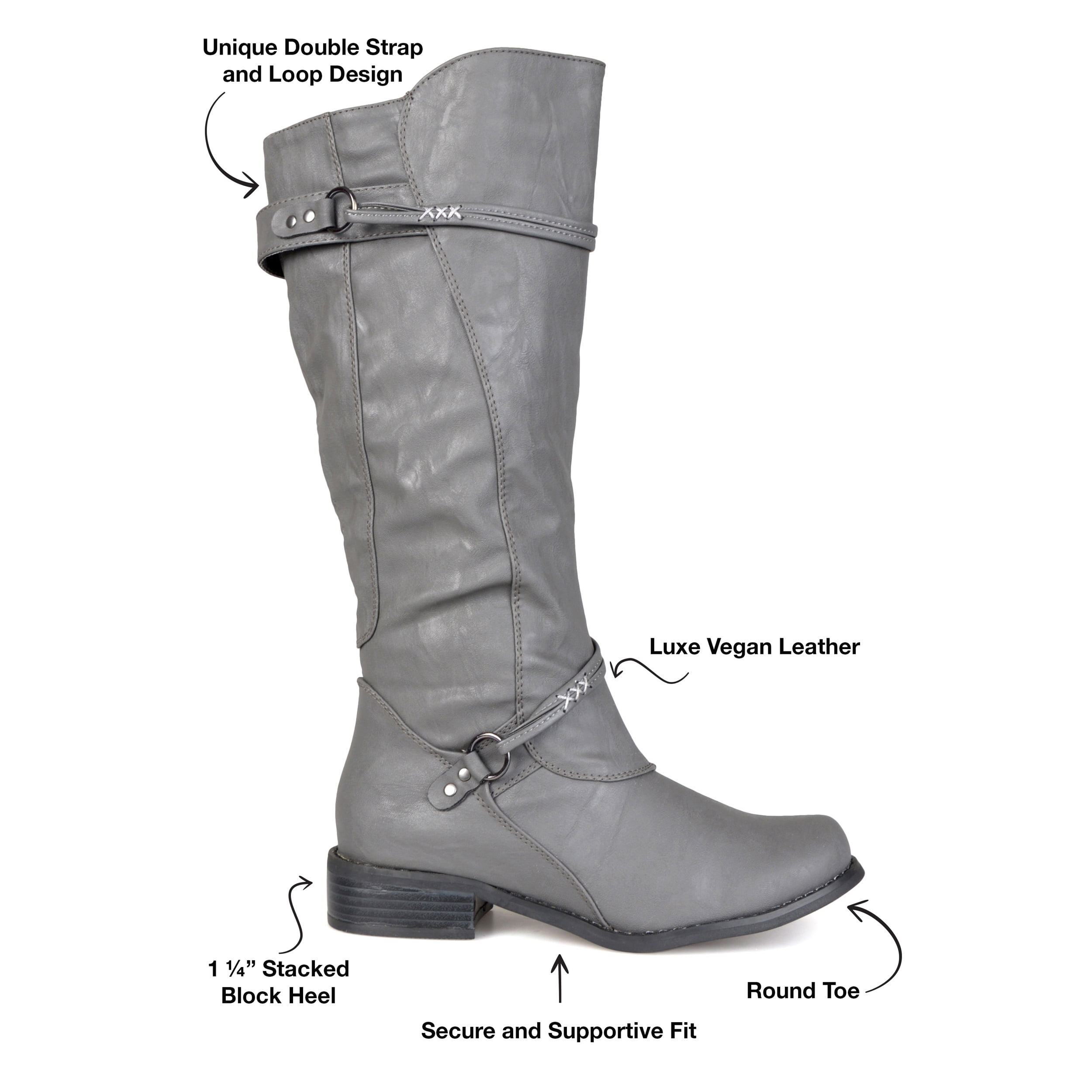 Journee Womens Harley Extra Wide Calf Stacked Heel Riding Boots