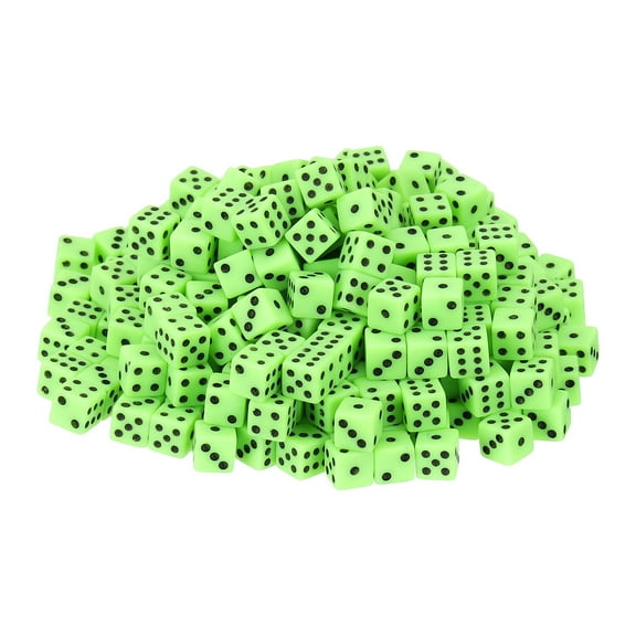 200Pack Mini Dice, 8mm/0.31" Acrylic Tiny Six Side Game Dot Square Dice Bulk for Table Board Game Party Activities, Green/Black