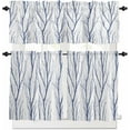 thumbnail image 2 of Kitchen Curtains Set, Blue Branches Kitchen Curtains and Valances Set, Contemporary Abstract Silhouette Rod Pocket Tier Curtains 36 Inch Length for Cafe/Bedroom Windows, 2 of 6