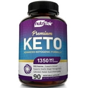 NutriFlair Keto Diet Pills 1350mg, 90 Vegetable Capsules - Keto Advanced Exogenous Ketones Supplement Keto Pills