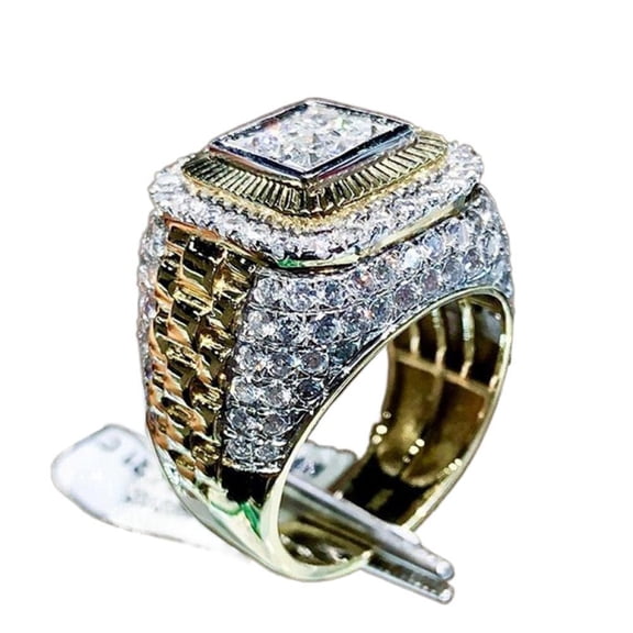 PERITANG Mens Titanium Ring Wedding Band Cubic Zirconia Accessories Hip Hop Style MEN'S Ring With White Gift Box