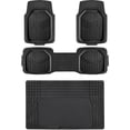 thumbnail image 1 of Alfombrillas de PVC resistentes de 4 piezas con forro de carga y parte trasera, ribete impermeable para adaptarse a alfombrillas de coche, color negro, 1 of 7