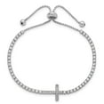 thumbnail image 2 of Auriga Fine Jewelry 925 Sterling Silver Rhodium-plated CZ Sideways Cross Adjustable Bracelet for Women, 2 of 5