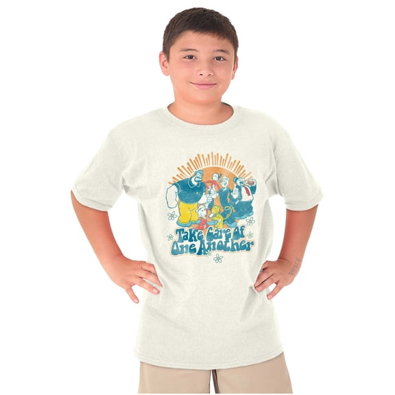 Retro Popeye Take Care Of One Another Crewneck T Shirts Boy Girl Teen Brisco Brands XS