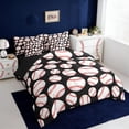 thumbnail image 2 of Erosebridal Baseball 7 Pieces Bedding Comforter Set,Ball Sport Theme Full Bedding Set For Boys Kids,Reversible black, 2 of 7