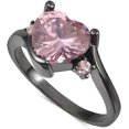 thumbnail image 3 of Black Gold Plated Heart Shaped Stone Solitaire Style Wedding Engagement Promise Statement Ring, 3 of 8