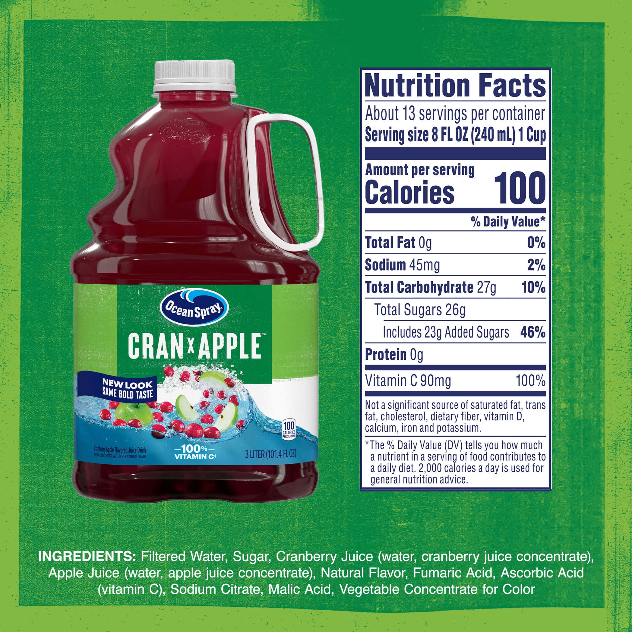 (6 pack) Ocean Spray® Cran-Apple™ Cranberry Apple Juice Drink, 101.4 fl oz Bottle