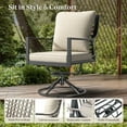 thumbnail image 4 of PARKWELL 3-Piece Outdoor Steel Patio Bistro Set,Patio Swivel Dining Chairs with Beige Cushions and Side Table for Garden Backyard,Lawn and Porch, 4 of 12