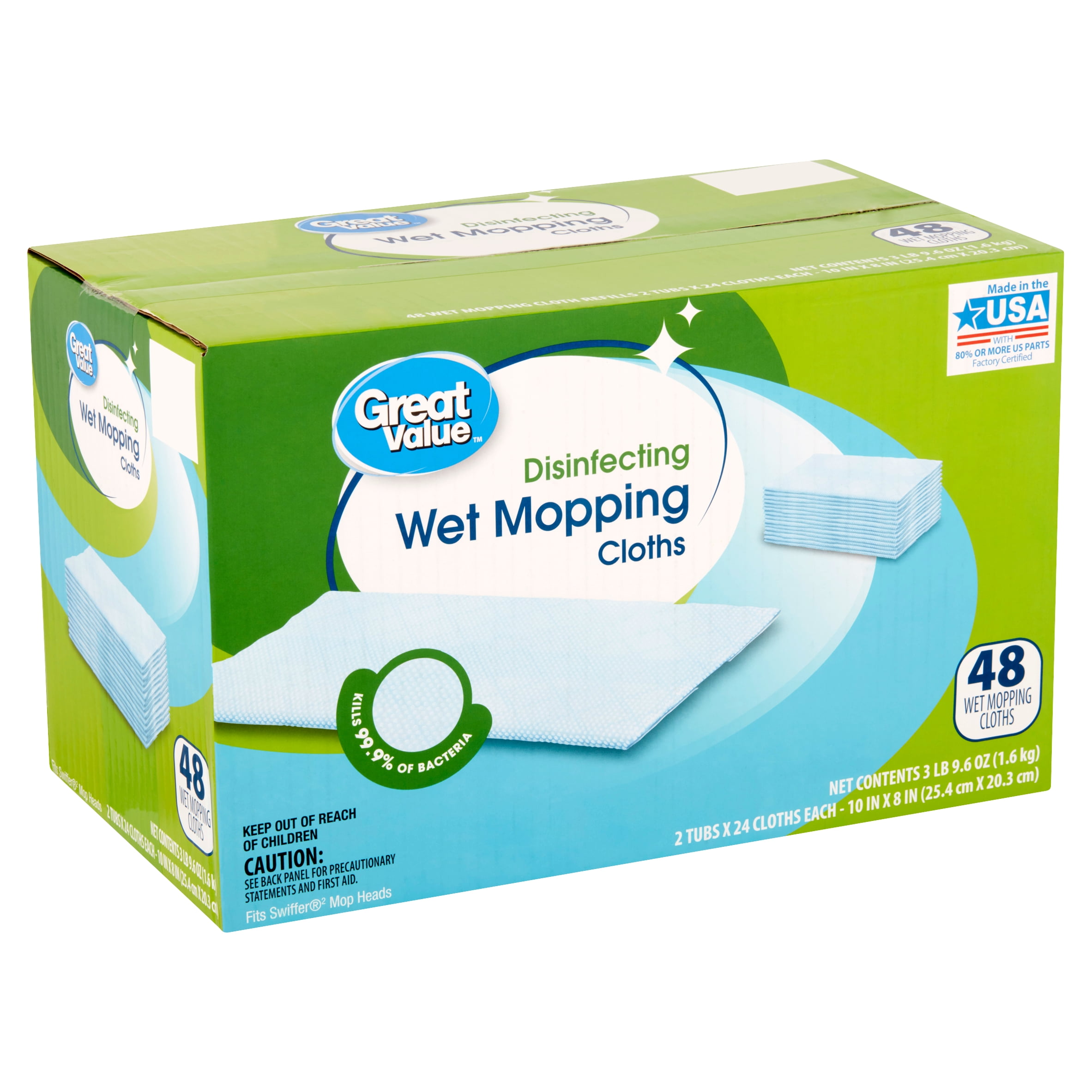 Great Value Disinfecting Wet Mopping Cloths, 48 count