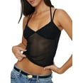 thumbnail image 2 of Musuos Women Summer Sheer Camisole, Sleeveless Backless V-neck Mesh Patchwork Slim Fit Crop Tops Streetwear, 2 of 6