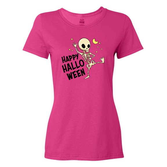 Inktastic Happy Halloween with Dancing Skeleton Women's T-Shirt