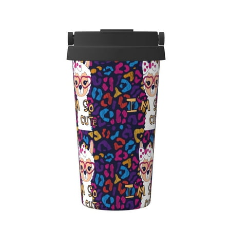 

KLL Llama Alpaca Pattern Stainless Steel Vacuum Insulated Tumbler - Carry Insulated Coffee Mug - Reusable Insulated Cold Brew Iced Coffee Cup Thermos