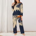 thumbnail image 2 of Fuzoiu American Bald Eagle A Print Women's Long-Sleeved Pajama,Lounge Button Down Nightwear,Womens Notch Collar Pajama Set-X-Large, 2 of 7