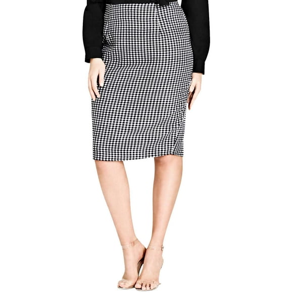 City Chic Trendy Women’s Plus Size Printed Pencil Skirts, Black, 18W Plus