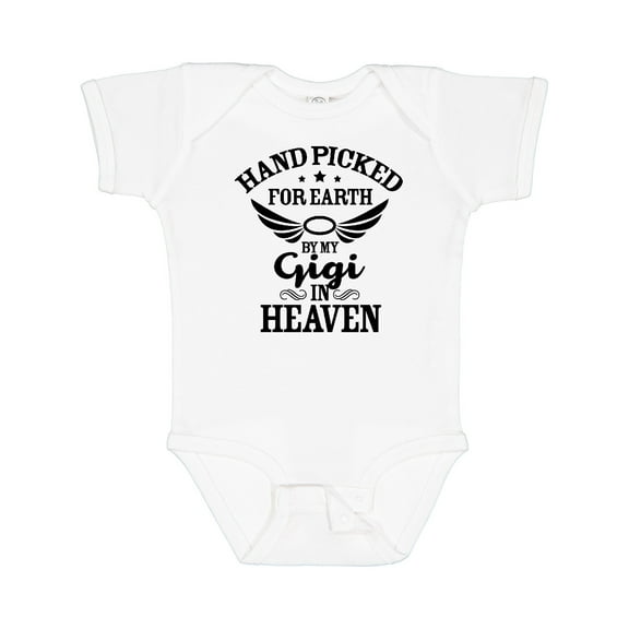 Inktastic Handpicked for Earth by My Gigi in Heaven with Angel Wings Boys or Girls Baby Bodysuit
