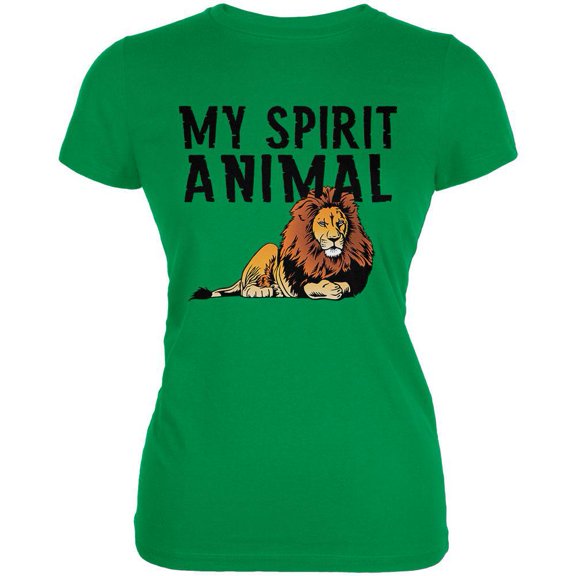 My Spirit Animal Lion Irish Green Juniors Soft T-Shirt - Large