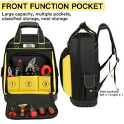AIRAJ Large Capacity Tool Backpack, 1680D Extreme Wear-Resistant Fabric Tool Bag with Molded Hard Base & 15 Pockets,Heavy Duty Waterproof Jobsite Organizer for Electricians,Plumbers, HVAC
