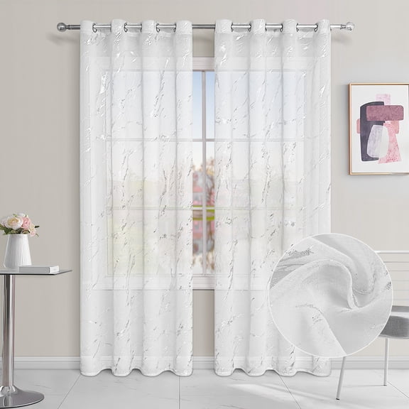 XmhyTop Curtain Sheer, Light Filtering Curtains 100*200CM white, 1 slice Grommet Top Window Sheers - Polyester Light Filtering Drapes for Home Decor