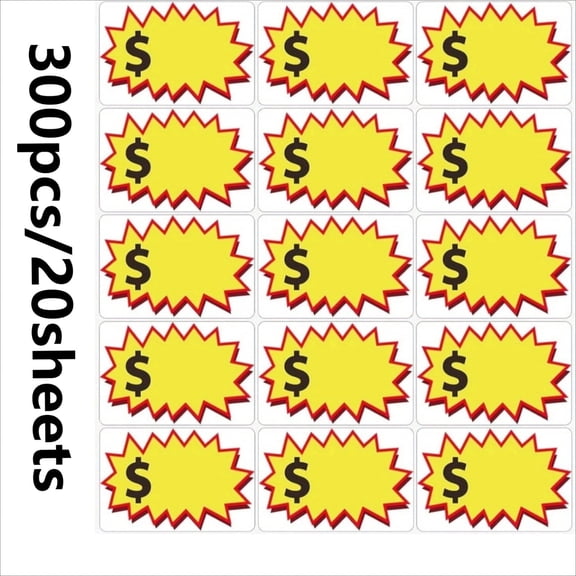 HOHAHO 300 Pcs Garage Sale Stickers,Community Sales Price Label,2x3 inch Removable Self-Adhesive ,Price Tag for Yard  Rummage Retail Flea Market