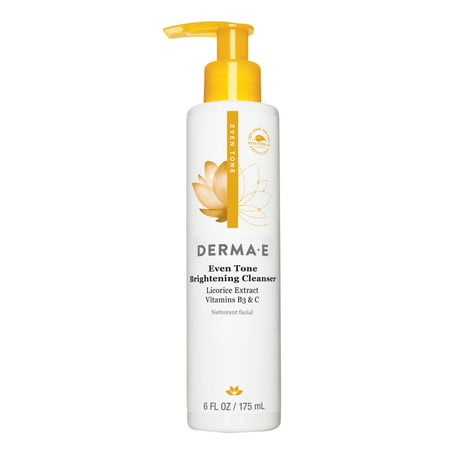 Derma E Evenly Radiant Vitamin C Facial Cleanser, Face Wash for All Skin Types, 6 Fl Oz