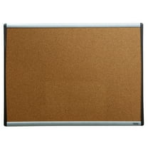 Quartet Cork Bulletin Board, 17" x 23", Black and Silver Frame