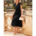 thumbnail image 5 of BTFBM Women Summer Casual Wrap V Neck Ruffle Cap Sleeve Belted Midi Dress Fall Swiss Dots A-line Long Wedding Guest Dresses,Elegant Floral Boho Sundress With Pockets,Spring Beach Vacation Clothes, 5 of 8