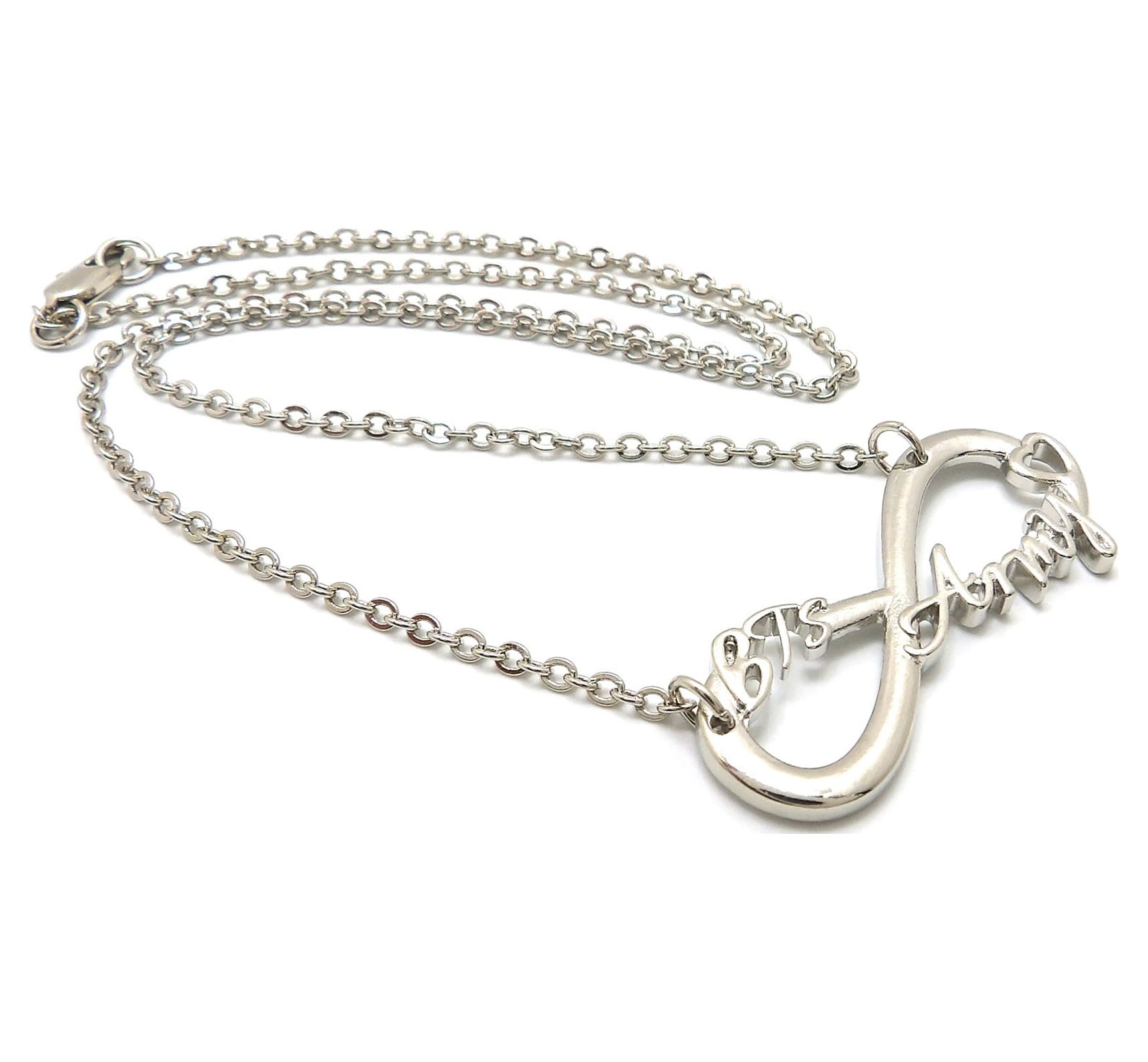 BTS Army Fans Infinity Sign Pendant with 2mm 18" Link Chain Necklace in Silver-Tone, BTS Army - image 4 of 4