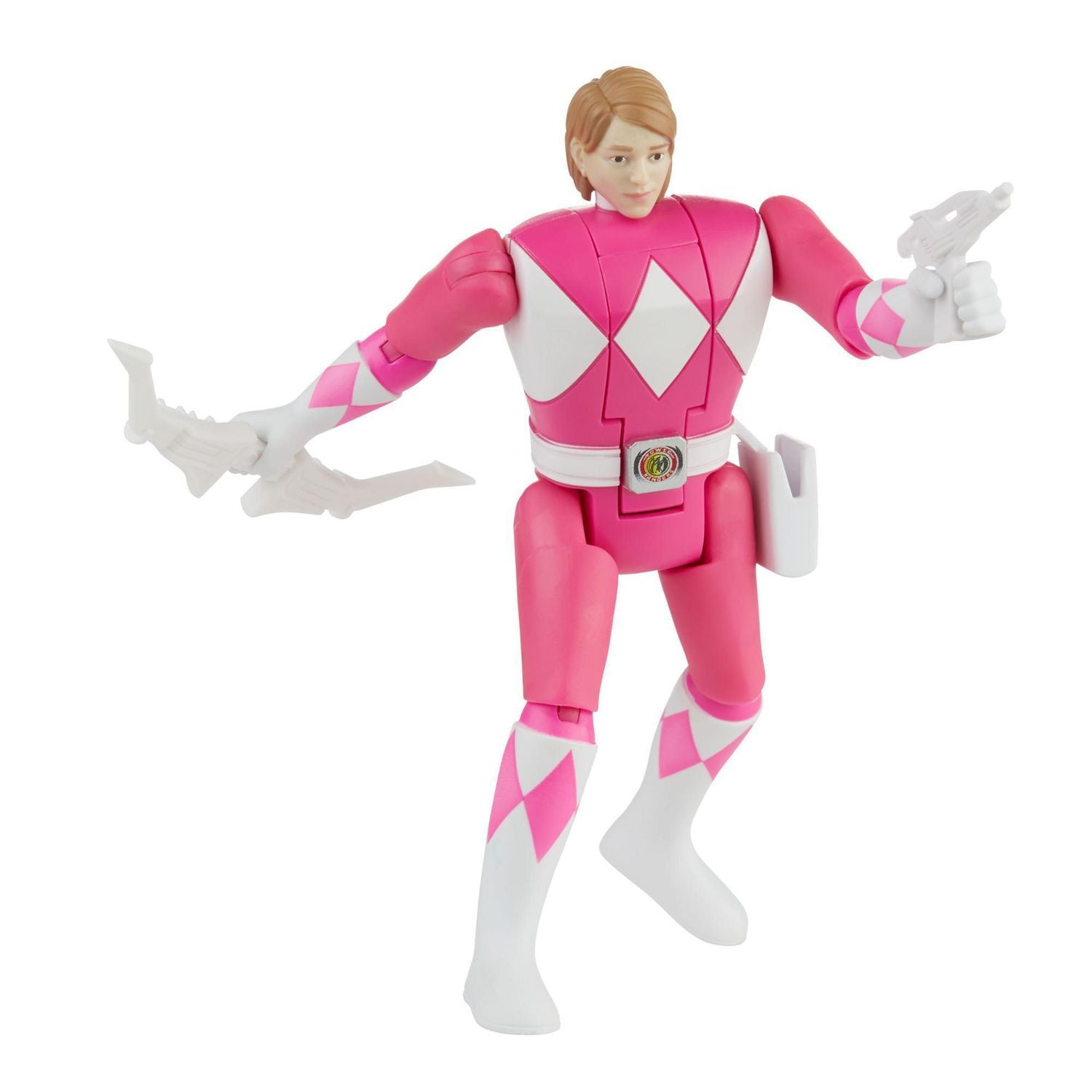 Power Rangers Retro-Morphin Pink Ranger Kimberly Fliphead Action Figure Inspired by Classic Mighty Morphin Toy for Kids Ages 4 and Up