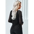 thumbnail image 3 of Women's Black Sheer Stripe V-Neck Top, 3 of 15