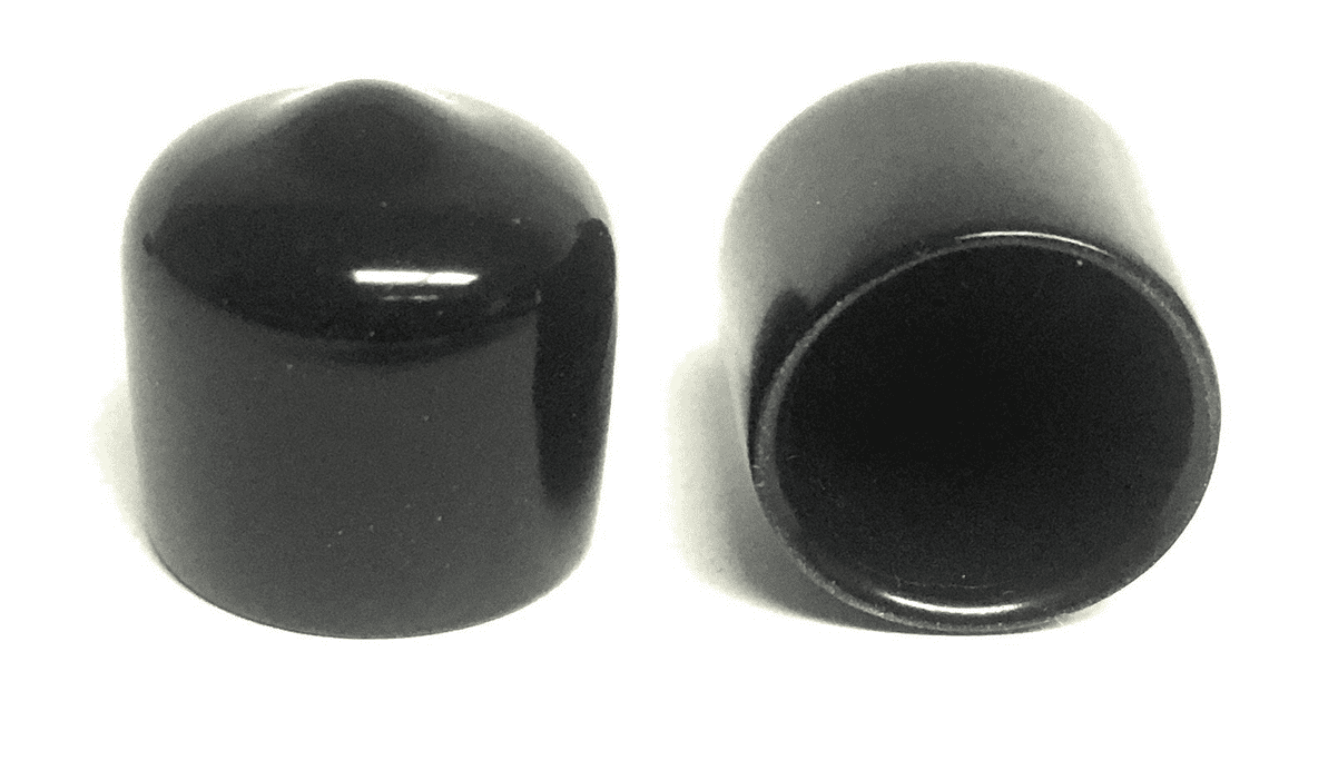 3/8 Inch Round Black Vinyl End Cap, Flexible Pipe Post Rubber Cover .375 (20 Pack)