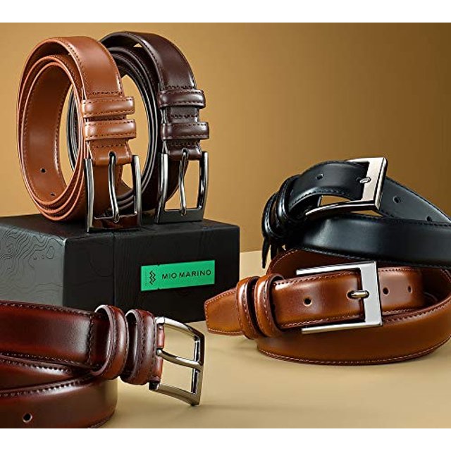 Marino’s Men Genuine Leather Dress Belt with Single Prong Buckle - Black - 36 Mio Marino Mio Marino
