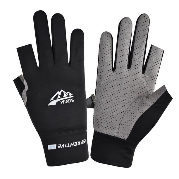 Guantes de seda de hielo de verano con protección solar para ciclismo para hombre, finos, antideslizantes, para conducir, con fugas, para llevar a cabo, para pescar, con medio dedo, para mujer