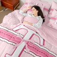 thumbnail image 3 of Manfei Teens Kawaii Ribbon Bowknot Personalized Initial T Twin Bedding Sets 7-Piece,Girls Romantic Stripes Polka Dots Bedding Comforter Set,Pink Reversible,Super Cozy Room Decor, 3 of 7