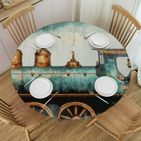 

Autua Train Round Tablecloth 100% Polyester Fiber Stain-Resistant Indoor Outdoor Tablecloth for Restaurants Weddings Parties Full Width Single-Sided Printing Table Cloth 46 -50