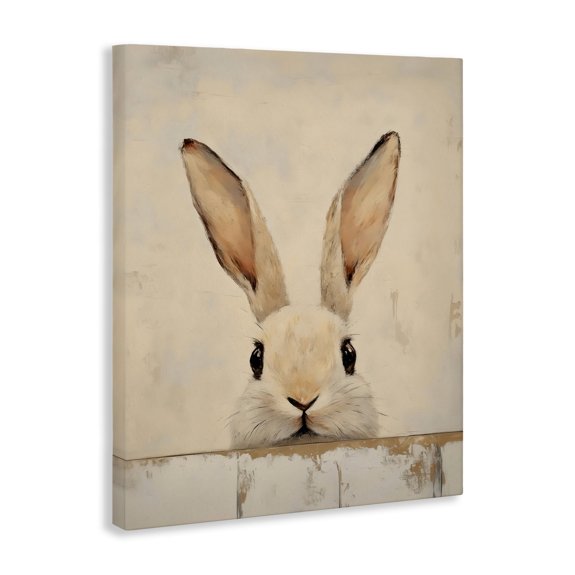 Stupell Industries Peeking Bunny in Soft Neutrals Canvas Wall Art, design by LSR Design Studio