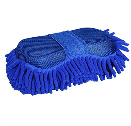UniEcoo Car Wash Sponge Length 9.45-Inch x Width 5.1-Inch x Height 2.76-Inch Dark Blue Color,Chenille Microfiber Material, 1 Piece