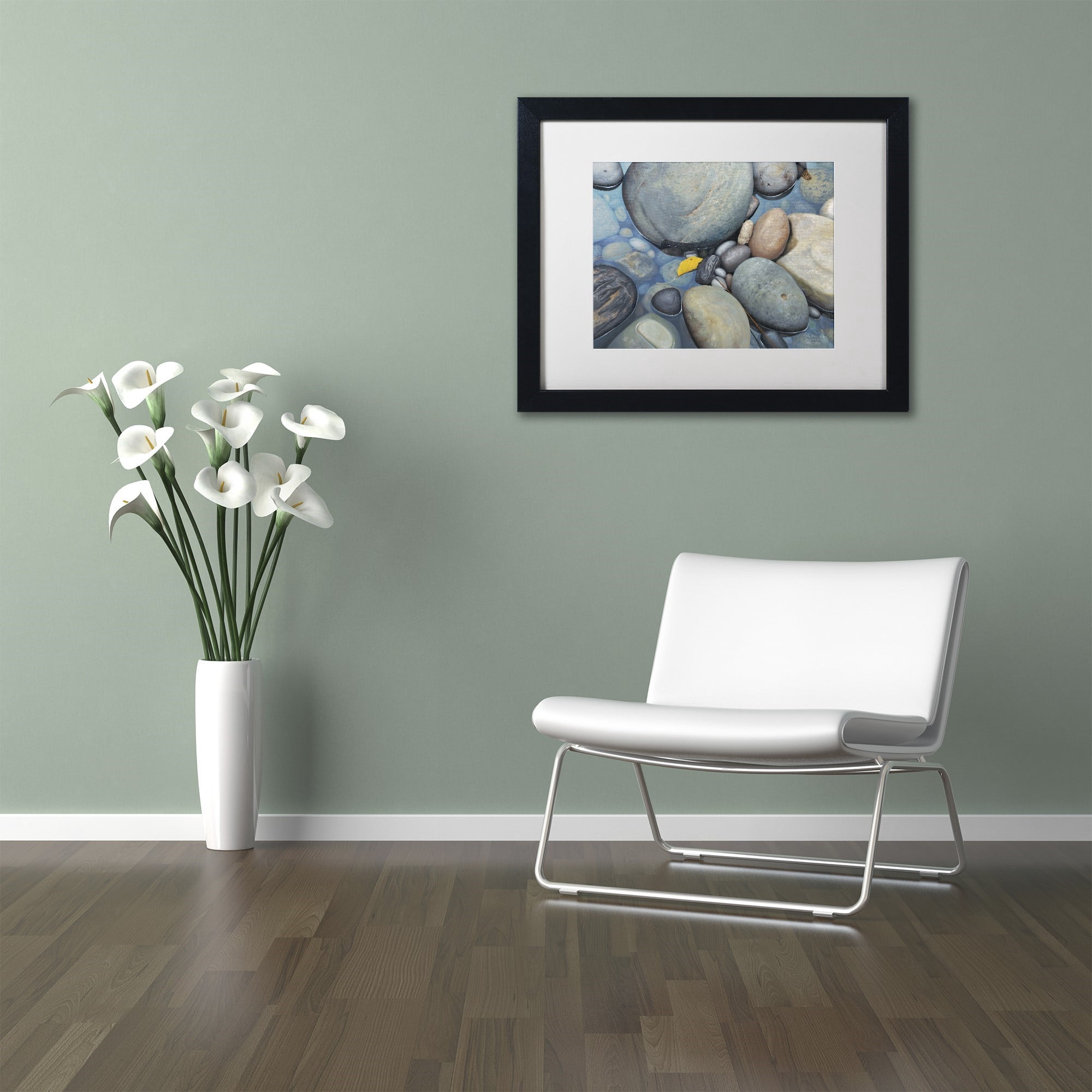 Trademark Fine Art "Reflections on a Gray Day" Canvas Art by Stephen Stavast, White Matte, Black Frame