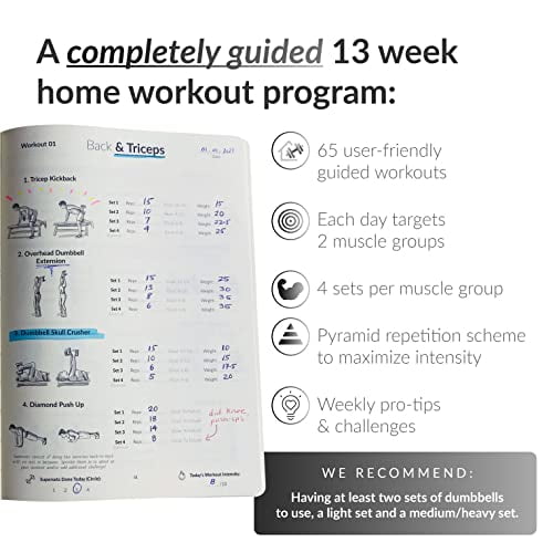 The Dumbbell Home Workout Journal. 13 Week Program. Fitness Planner Workout Guide