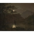 thumbnail image 2 of Joseph Wright of Derby 17x15 Black Ornate Wood Framed Double Matted Museum Art Print Titled - A Lake by Moonlight, 2 of 5