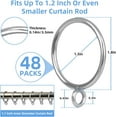 thumbnail image 2 of 48 Pack Curtain Rings with Eyelets, 1.5 Inch I D Metal Drapery Ring for Pinch Pleat Curtains, Drape Ring, Fits Up to 1.2 in Rod (Silver), 2 of 7
