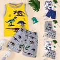 thumbnail image 7 of Futezty Toddler Boys Clothes Clearance Sale Summer Outfit Sets, Toddler Boys Short Sleeve Clothing Children Kids Solid Colour Sleeveless Tops Shorts Outfits Summer Dinosaur Vest+Shorts Clothes, 7 of 7