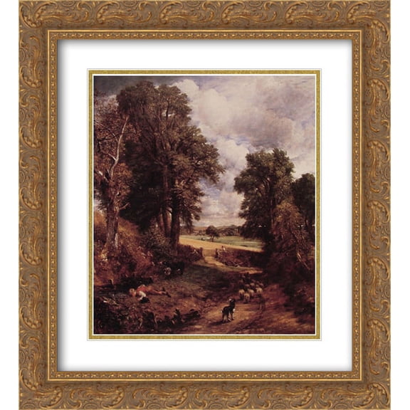 John Constable 2x Matted 20x24 Gold Ornate Framed Art Print 'The Cornfield'